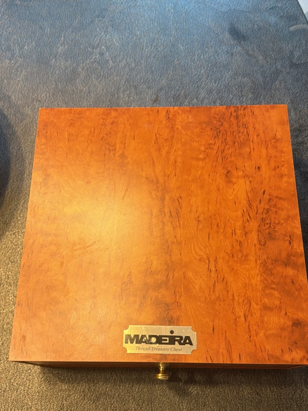 Madrera Wood Thread Treasure Chest - Warm Brown Finish